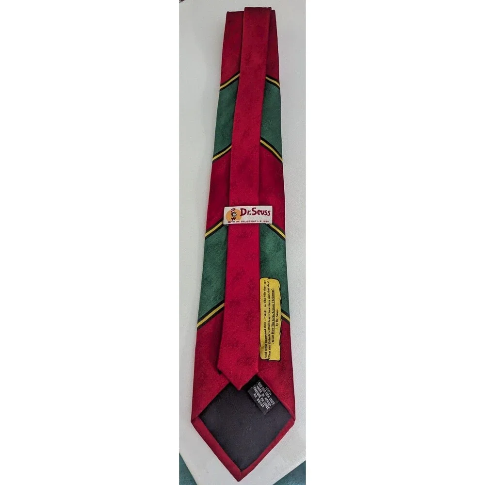 Y2K Dr Seuss The Grinch Characters Christmas Holiday Tie 100% Silk 58x4